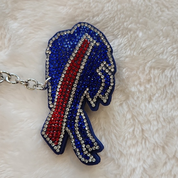 Buffalo Bills Blue and Silver Cheer Keychain Set Bag Charms - Picture 4 of 5